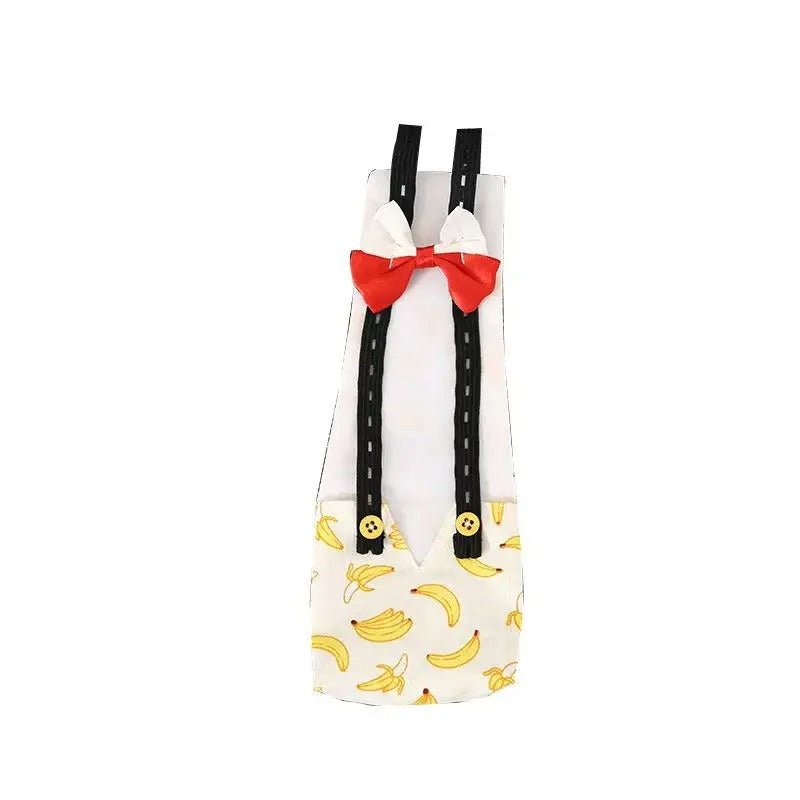 Banana Ducks Diaper with banana pattern and red bow tie on a white background