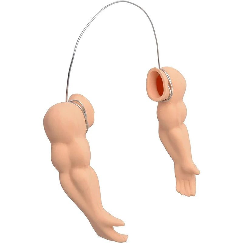 Two silicone arms with attached wrists on a white background, for ducks and goose and chickens to wear - By Banana Ducks